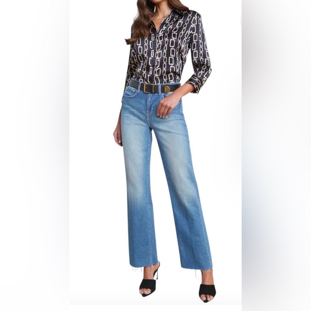 L'AGENCE Tiana Seneca Denim Jeans High Rise Wide Leg Size 27 $292 NWOT
